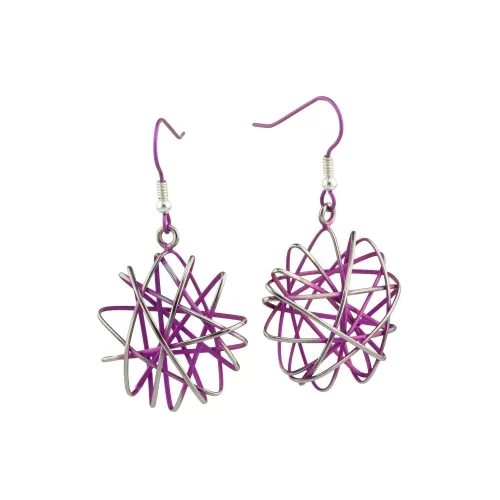Round Cage Chaos Pink Drop & Dangle Earrings
